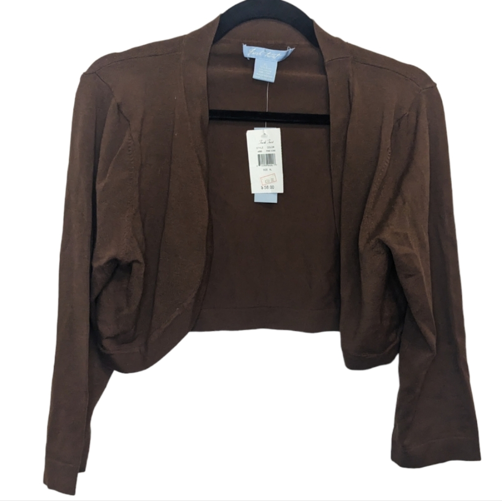 Fresh Twist | Brown Silk Blend Shrug Cardigan Lightweight Sweater Size XL
